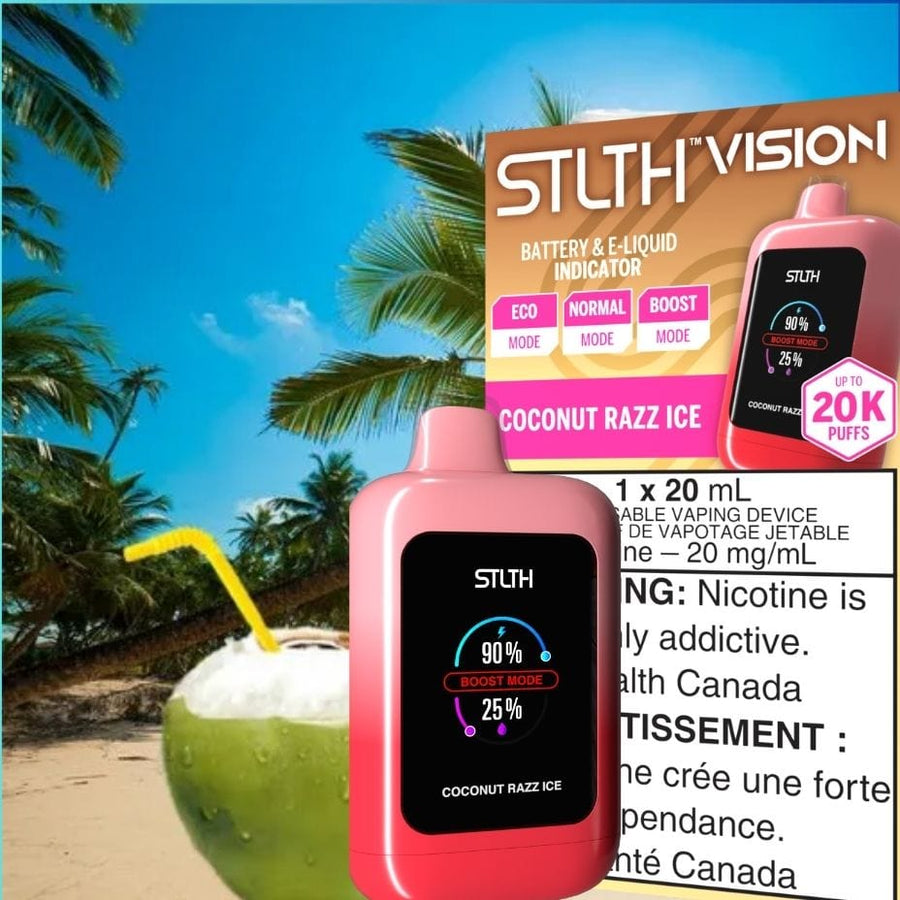 STLTH VISION Disposable Vape - Coconut Razz Ice 20000 Puffs Airdrie Vape SuperStore and Bong Shop Alberta Canada