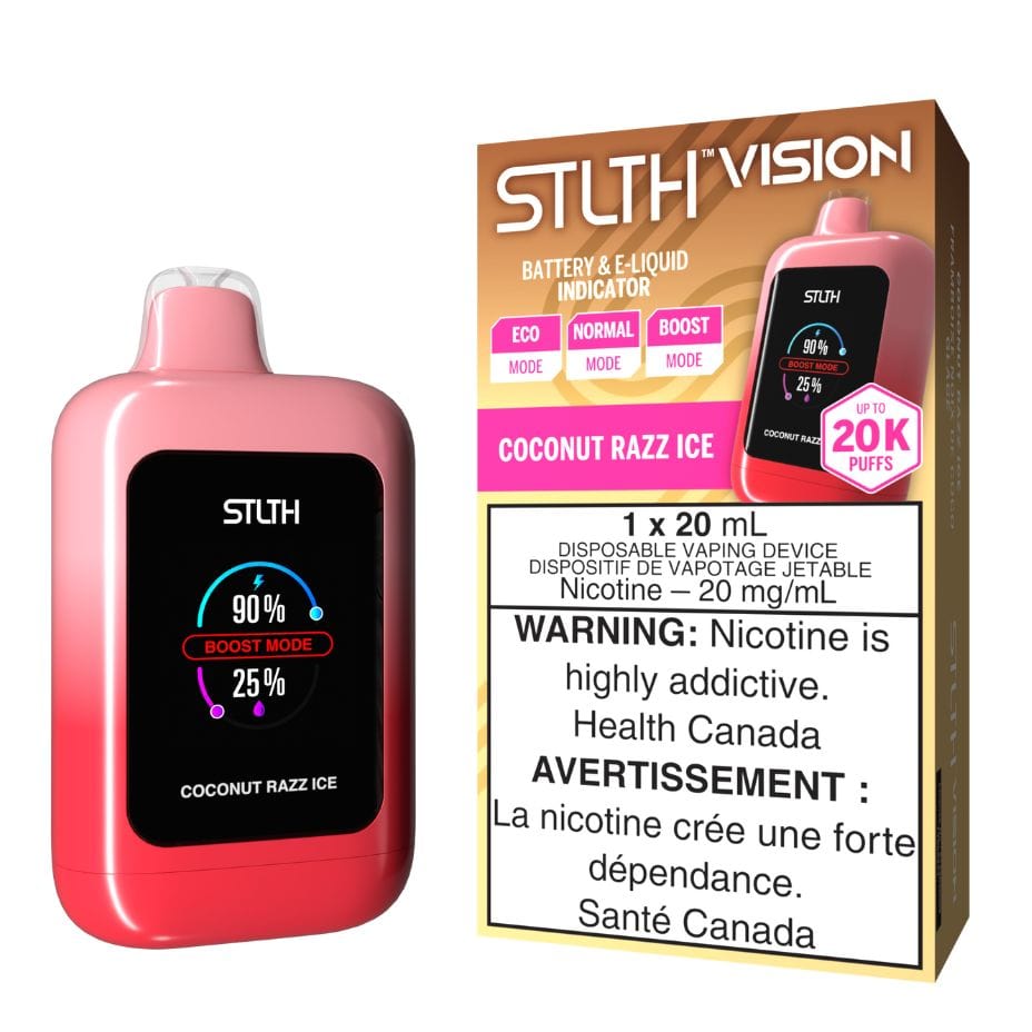 STLTH VISION Disposable Vape - Coconut Razz Ice 20000 Puffs Airdrie Vape SuperStore and Bong Shop Alberta Canada