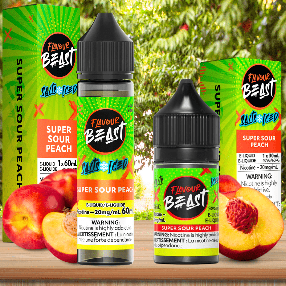 Super Sour Peach Salts by Flavour Beast E-Liquid 30ml / 20mg Airdrie Vape SuperStore and Bong Shop Alberta Canada