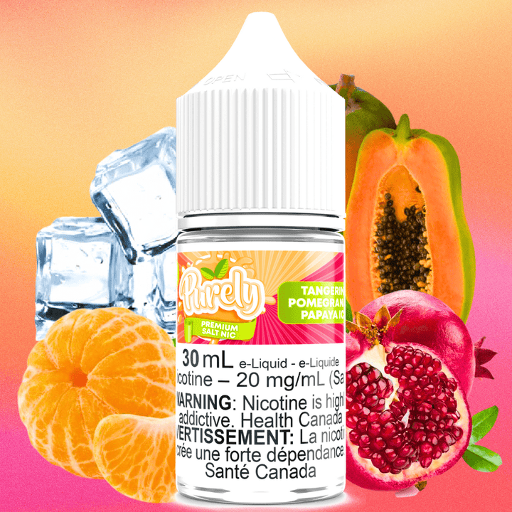 Tangerine Pomegranate Papaya Ice Salt Nic by Purely E-Liquid Airdrie Vape SuperStore and Bong Shop Alberta Canada