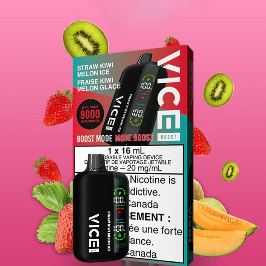 Vice Boost Disposable Vape-Strawberry Kiwi Melon Ice 9000 Puffs / 20mg Airdrie Vape SuperStore and Bong Shop Alberta Canada