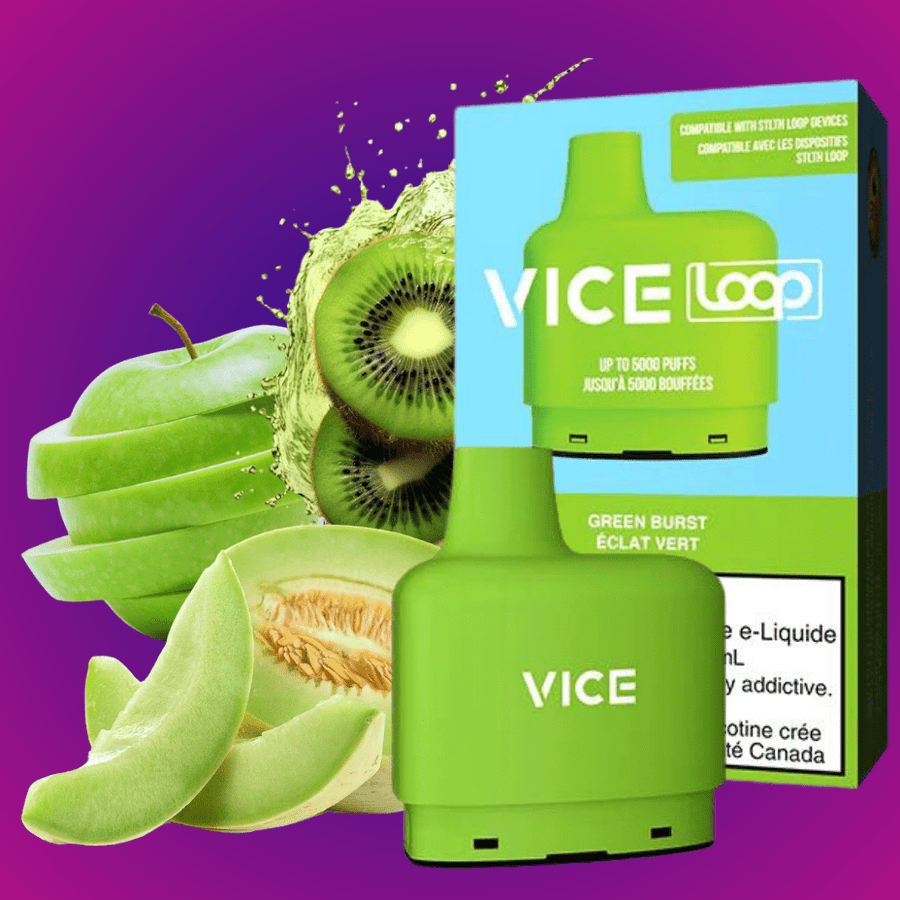 Vice Loop Pods-Green Burst 20mg / 5000Puffs Airdrie Vape SuperStore and Bong Shop Alberta Canada