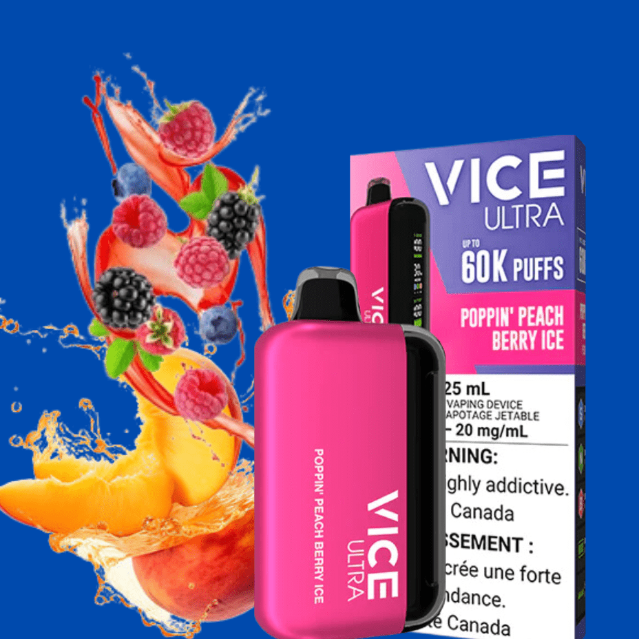 Vice Ultra 60K Disposable Vape - Poppin' Peach Berry Ice Airdrie Vape SuperStore and Bong Shop Alberta Canada