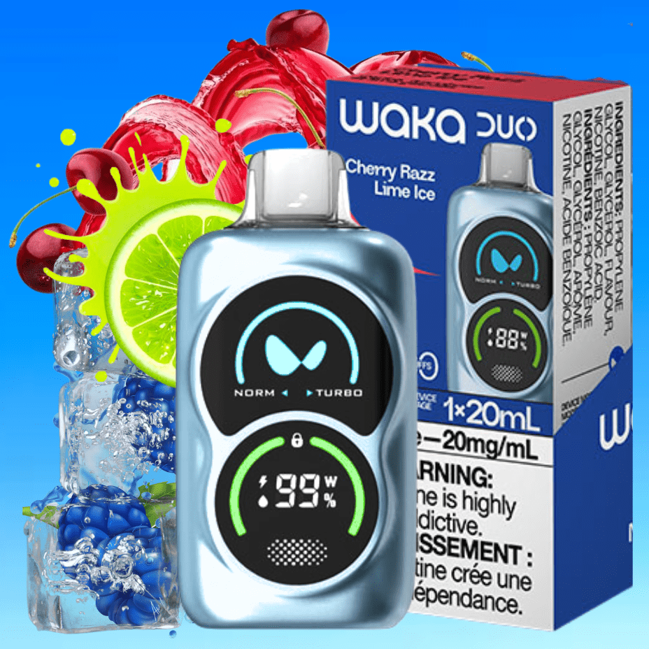 WAKA Duo 28000 Disposable Vape - Cherry Razz Lime Ice 28000 Puffs / 20mg Airdrie Vape SuperStore and Bong Shop Alberta Canada