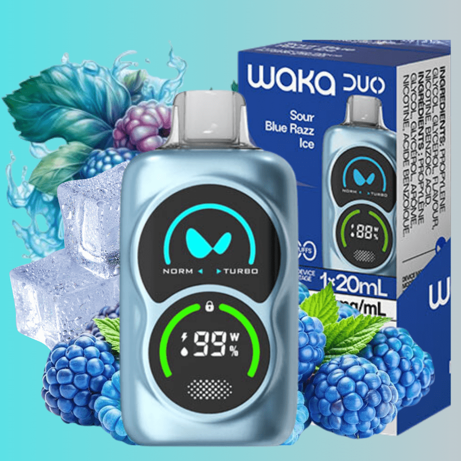 WAKA Duo 28000 Disposable Vape - Sour Blue Razz Ice 28000 Puffs / 20mg Airdrie Vape SuperStore and Bong Shop Alberta Canada