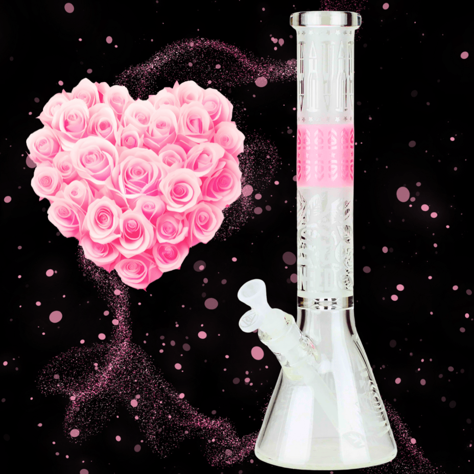 WENEED 7mm Eternal Rose Beaker 15" Pink Airdrie Vape SuperStore and Bong Shop Alberta Canada